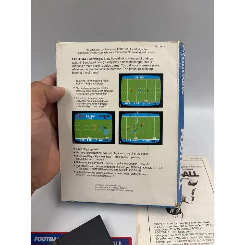 Rare! Mattel NFL Football Intellivision CIB 1979 with Overlays Playbook
